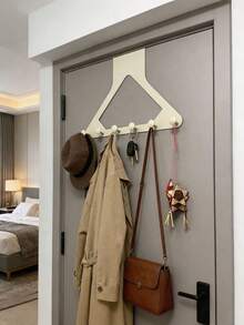Large Upgraded Triangle Door Back Hook Rack Strong Load-Bearing No Drilling Required Hanging Clothes Bags Keys Hats Towels Robes Coats Organizer Storage Solution Perfect For Bedroom Bathroom Kitchen Dorm Room Home Organization Must-Have - Multicolor - View 4