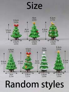 6pcs Mini Resin Christmas Tree Micro Landscape Decor, 7 Different Designs, Holiday Desktop Decoration, Mini Christmas Decor, Suitable For Winter Holidays, Christmas Village Scenes And DIY Home Decor, Christmas Dollhouse Miniature Model, Mini Holiday Tree Statues, Suitable For Fairy Garden, Micro Landscape, Desktop And Holiday Home Decor - Multicolor - View 8
