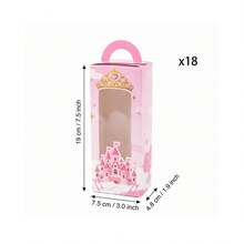 Pink Princess Castle Party Favor Box With Handle And Transparent Window, Crown Gift Candy Box, Princess Birthday Party Decoration Supplies - Multicolor - View 11