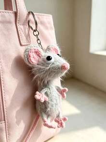 Cute Mouse Bag Charm, Creative Car Key Chain Pendant, Backpack Pencil Case Charm, Kawaii Bag Charm, Suitable As Gift For Friends, Sisters, Couples, Back To School Season Gift, Y2K Girl Style Gift (Handmade, Duck, Mouse) - Grey - View 3