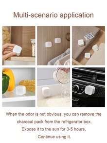 6 Packs Activated Carbon Air Purifying Bags, Refrigerator Deodorizer Freshener, Activated Carbon Air Purifying Bags, Suitable For Refrigerator, Wardrobe, Fresh Air, Deodorizing Tool, Suitable For School - A - View 6