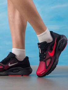 Nike Structure Plus Comfortable Mesh Durable Breathable Support Low-Top Running Shoes Unisex Red Black - Red and Black - View 1