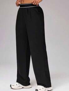 Plus Size Sports Pants Women High Waist Loose Wide Leg Draped Stretch Fitness Casual Pants - Multicolor - View 8