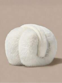 1pc Winter Warm Earmuffs, Faux Rabbit Fur Material, Warm Insulation Lining, Foldable, Windproof Foldable Ear Covers, Winter Accessories - White - View 3