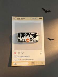 1pc Transparent Halloween Element Painted Mirror Phone Stand Makeup Mirror Adhesive Foldable Mirror Back Sticker Horizontal & Vertical Dual-Use Portable Desktop Stand - Multicolor - View 9