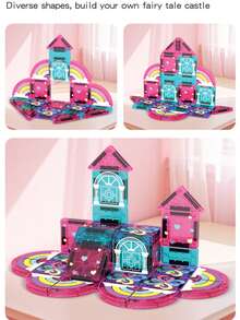 42Pcs Kid Magnetic Block Toy Set,Size 3.75cm(1.5inch) Magnet Toy Building Block Toy,Magnetic Tiles Pink Castle For Girl,Child Activity Brain Toy - Pink - View 11