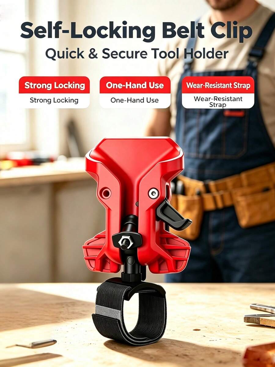 Heavy Duty Self-Locking Waist Tool Clip, Quick Mount & Access Belt Tool Hook, One-Handed Operation Tool Organizer, Suitable For Drill, Hammer, Hand Tools, Construction Workshop Work Accessories - A - View 1