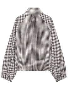 Plaid Jackets For Women Cropped Fall Outfit For Women Long Sleeve Funnel Neck Jacket Loose Button Up Coat Bomber Jacket Women - Multicolor - View 6