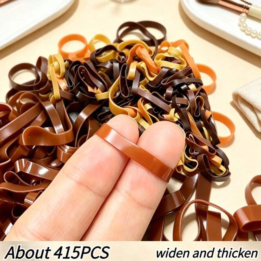 415 chiếc dây buộc tóc màu cà phê, dùng một lần và bền bỉ, thiết yếu để buộc tóc