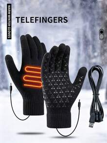 AOYI Unisex Heated Gloves, Suitable For Autumn/Winter Sports And Skiing, Anti-Slip, Touchscreen Compatible, Warm And Comfortable; Perfect For Autumn/Winter Cycling, Driving And Motorcycle Riding. - View 1