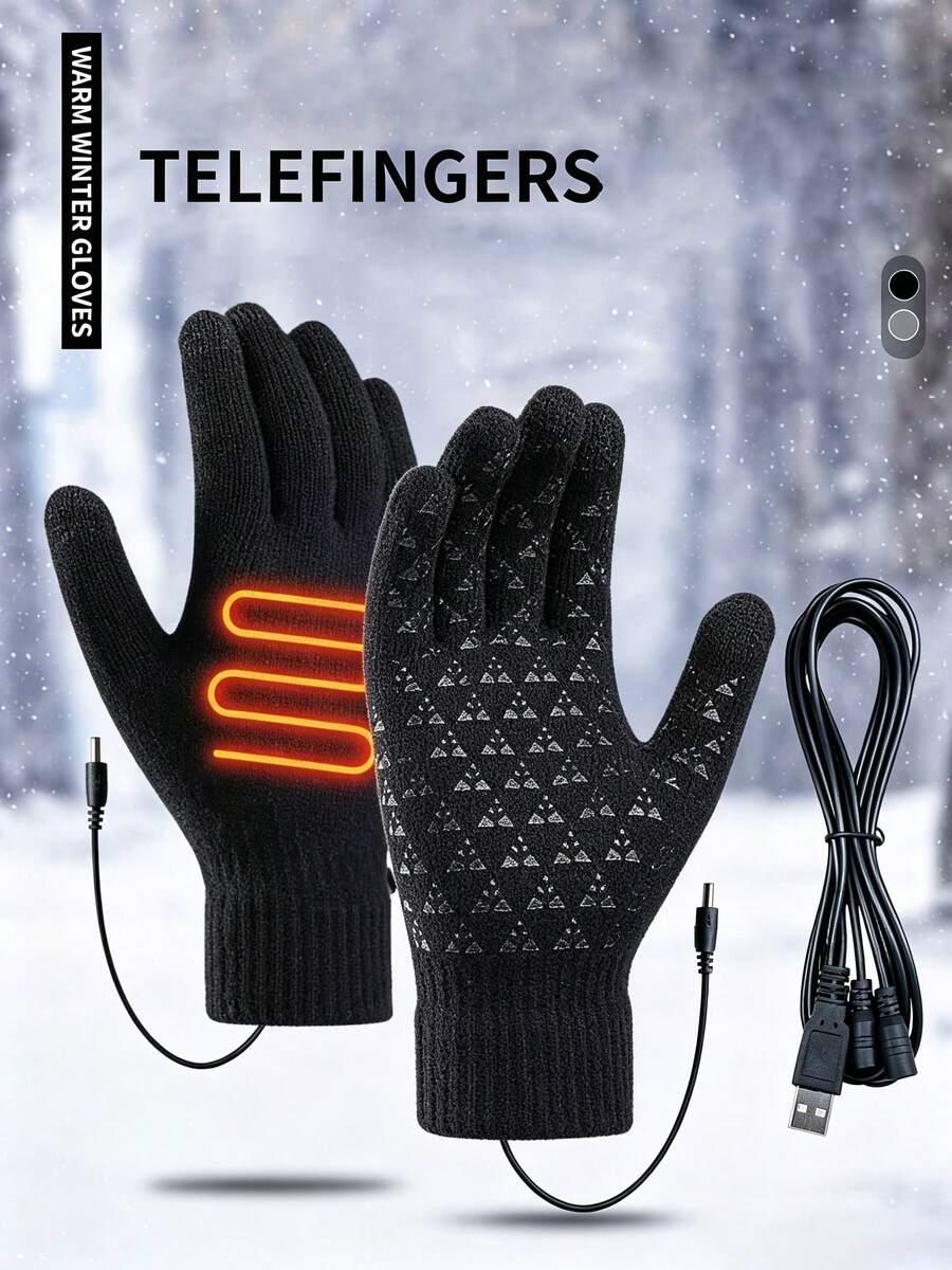 AOYI Unisex Heated Gloves, Suitable For Autumn/Winter Sports And Skiing, Anti-Slip, Touchscreen Compatible, Warm And Comfortable; Perfect For Autumn/Winter Cycling, Driving And Motorcycle Riding. - View 1