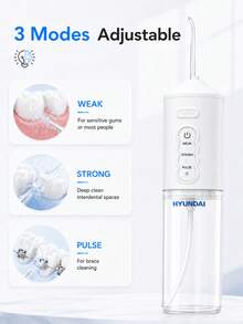 HYUNDAI Multi-Nozzle Water Flosser, Cordless Portable Oral Irrigator With 4 Heads And 3 Modes, Powerful Water Teeth Cleaner For Home Travel - White - View 9