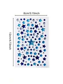 1pc Ice Blue High-Shine Five-Pointed Star Faux Diamond Decorative Sticker, Phone Laptop Decorative Sticker, Comes With Tweezers, Compatible With Phone Case, Tablet, Earphone Case - Blue Star - View 3