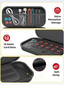 Carrying Case Protective Case For Switch 2, 2025 Holds 20 Cartridges W/Pockets Protective Hard Shell, Portable Travel Carry Case, Pouch For Switch 2 Accessories And Games - View 6