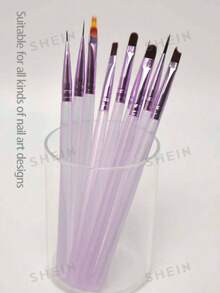 Professional Nail Art Brushes, Line Detail Painting Gradient Painting Brushes Suitable For Nail Salon And DIY, UV Gel Acrylic Nail Art Design Tool Set 9pcs - Multicolor - View 3