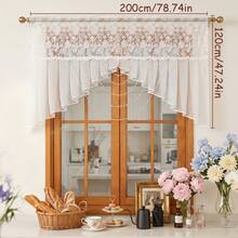 FLYINGCURTAINS White Lace Window Valance Curtain, Floral Embroidery Sheer Short Curtain, Semi‑Transparent Light‑Filtering Kitchen Cafe Curtain, Small Window Decor For Bedr - White - View 10