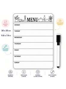 Refrigerator Whiteboard Menu Planner Sticker, Includes 1 Erasable Marker, Erasable Weekly Meal Plan Chart, Kitchen Shopping Memo, Refrigerator Message Board Erasable Memo Pad Whiteboard Sticky Note Calendar Weekly Planner - Multicolor - View 6
