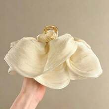 1pc 13CM Large Cloud-Shaped Hair Clip, Made Of Shiny Satin Material With Large Bow, Elegant And Sweet Style, Simple And Generous Women's Hair Accessory - View 4