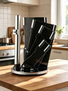 8Pcs Stainless Steel Kitchen Knife Set With Rotating Knife Block, Household Cutting Knives For Meat Vegetables, Countertop Organizer For Kitchen Food Preparation - Multiple Specifications - View 4