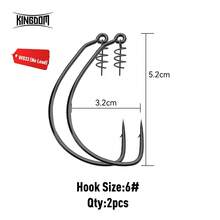Kingdom 1 Pack Spring Fishing Hooks 3# 5# 6# 8# 10# Carbon Steel Soft Bait Hooks With Spring Lock, Weighted Worm Hooks For Soft Lure Fishing - Black - View 18