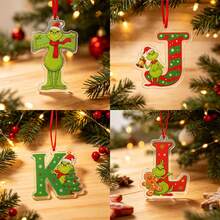 The Grinch 52pcs Christmas Green Monster Acrylic Letter Pendants, 26 Styles Christmas Tree Hanging Decorations, Cross-Border Holiday Gifts - Multi-color - View 3