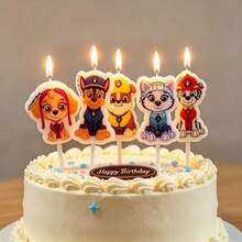5Pcs PAW Patrol Character Birthday Candles, Cartoon Shaped Cake Candle Decor, Dessert Ornaments For Birthday Party Celebration - A. - View 1