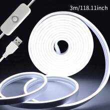 1m/3 Meters/5m [Flexible Neon Light] Flexible Neon Light Strip, Adjustable Brightness, Button Switch, USB Interface, DC 5V Power Supply, Soft Light, Suitable For DIY Glowing Text Design And Gifts, Easy To Cut - Multicolor - View 13
