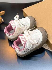 Baby Walking Shoes Spring Autumn Style Off-White Anti-Collision Toe Cap Soft Sole Non-Slip Casual Shoes Hook & Loop Easy On/Off Toddler Sports Shoes - Pink - View 7