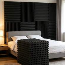 Black Soundproofing Foam Board, Flame Retardant, High Density, Fast Recovery, Easy Installation, Wedge-Shaped Acoustic Panel, Suitable For Recording Studio, Home Theater, Gaming Room, Acoustic Treatment Sound Absorption Panel, Conference Room, Office Soundproof Wall - Multi-color - View 4