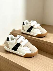 Soft Surface Children's Athletic Shoes, Dual Hook And Loop Fastener For Easy On And Off, Non-Slip Rubber Sole, Lightweight Versatile Baby Walking Shoes - Khaki - View 2