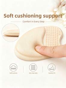 2 Pairs Women's Toe Massage Bumpy Front Palm Pads, Anti-Slip Shock-Absorbing Adjustable Shoe Size Anti-Chafing High Heel Shoes Boots Accessories - Beige - View 6
