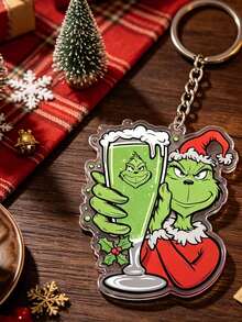Splendor Holiday Acrylic Key Hanging, Transparent Printed Action Figure Key Chain With Metal Ring Chain, Clutch Decoration Christmas Gifts - Multicolor - View 9