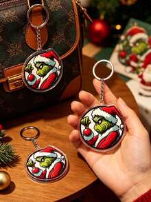 Splendor Gleclinch Lovely Holiday Bag Hanging, Acrylic Printed Key Ring Pendant With Metal Chain, Everyday With Christmas Decorations - Multicolor - View 8