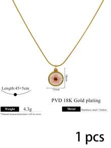 1 Pc 304 Stainless Steel Fall Decor Embroidery Flower Pendant Necklace Vintage Handmade Floral Textured Charm Twisted Chain Fall Style Jewelry Women - Necklace - View 16