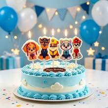 5Pcs PAW Patrol Character Birthday Candles, Cartoon Shaped Cake Candle Decor, Dessert Ornaments For Birthday Party Celebration - A. - View 2