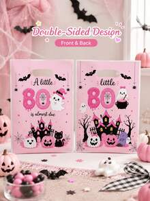 30pcs Cute Funny Pink Boo Ghost Gift Bags, Reusable Handheld Party Favor Bags With Pumpkin, Bat, Spider, Castle Prints, Suitable For Gender Reveal, Halloween Holiday Snack, Candy, Gift Packaging - Multicolor - View 2