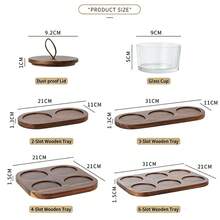 1‑Piece Wooden Tray & Glass Small Bowl Set With Lids, , Home Kitchen Tabletop Decor, Clear Glass Containers With Handle Lid, Multi Compartment Decorative Tray For Kitchen Counter, Tabletop Decor, Snack Organizer - Maroon - View 8
