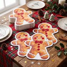 Christmas Gingerbread Man Shaped Paper Napkins, Holiday Party Disposable Napkins, Suitable For Holiday Gatherings, Christmas Table Decor And Party Favors - Multicolor - View 3