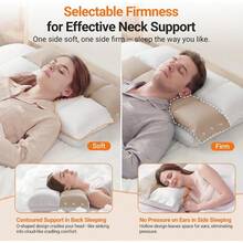 Cervical Neck Pillow For Sleeping, Ergonomic Design Bed Pillow For Side/Back/Stomach Sleeper, Dual-Height Support Pillow For Neck Uncomfortable Relief, Ergonomic Cervical Pillow ,2 In 1 Cervical Neck Pillow , Side Sleeper Cervical Neck Support Pillow - Apricot - View 5