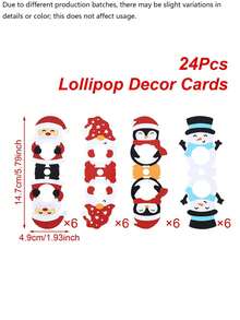 24 Christmas Lollipop Card Clips, Suitable For Christmas Party, Christmas Tree Decoration, Theme Party, Thanksgiving, New Year, Christmas Party Favors, Holiday Party And Holiday Scene Decor - One Size Fits All - View 7