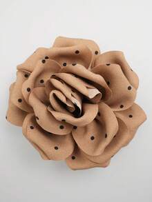 Brown Polka Dot Flower Button Covers For Women, Oversized Handcrafted Rose Button Clips For Shirts, Blouses & Jackets, Removable Clothing Accessory - Flowers - View 12