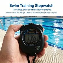 1pc Professional Digital Sports Stopwatch, Handheld Timer With Lanyard For Referee Training & Sports Timing - Black - View 3