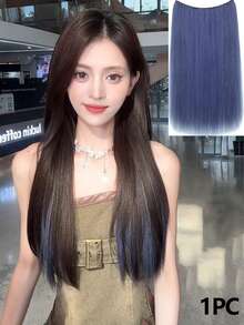 3pcs Women's Synthetic Long Straight Rainbow Hair Extensions, Halloween Dual-Tone Highlight Invisible Hair Pieces, Clip-In Hair Extensions, Ear-Hanging Hair Pieces, Highlight Hair Extensions, One-Piece Dopamine Colorful Gradient Hair Extensions, Seamless Volume Hair Extensions - Multicolor - View 16