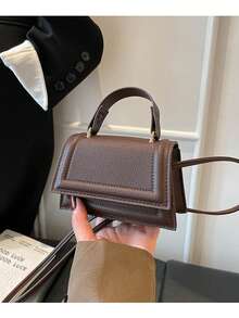 New Fashion Ins Style Commuter Casual Solid Color Handbag Women's Bag Niche Crossbody Small Square Bag - Coffee - View 4