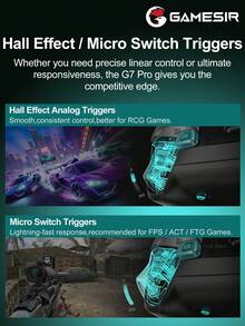 GameSir G7 Pro Aimlabs Edition Gamepads Compatible With Xbox PC Steam Android Game Controller Mag-Res TMR Joysticks Hall Effect Analog Triggers 6 Axis Gyroscope 1000Hz Polling Rate Tri-Mode Wired/2.4g/Bluetooth Connectivity - Aimlabs Edition - View 7