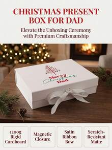 1pc Personalized Christmas Eve Gift Box, Customized Christmas Name Gift Box, Personalized Christmas Gift Box, Customized Empty Magnetic Gift Box With Ribbon Bow, Personal Christmas Message Box, Christmas Eve Gift Box, Personalized Gift Box, Christmas Gift Box, Christmas Eve Gift Box, White And Pink Paper Box With Ribbon Bow, Magnetic Customized Gift Box Lid And Ribbon Gift, Magnetic Empty Gift Box Select Letter Customized Name Christmas Gift Box, Suitable For Holiday Parties - Multicolor - View 5