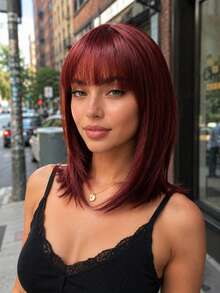 10, 12, And 14-Inch Pink Wavy Wigs With Bangs Perfect For Halloween Costumes Made Of Heat-Resistant Fiber Suitable For Women. - Multicolor - View 19