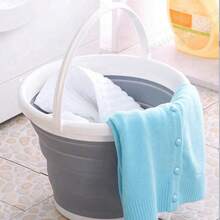 1pc Foldable Round Bucket, Portable Multi-Functional Plastic Folding Bucket For Outdoor Travel Home Dorm, Space-Saving Lightweight Bucket For Fishing Foot Soaking Car Washing Daily Sundries Storage - Multicolor - View 2