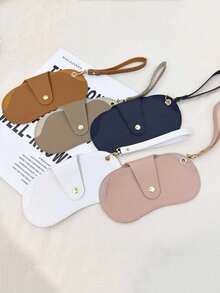 1pc Minimalist Fashion Glasses Storage Bag, PU Material, Portable Hanging Glasses Organizer, Suitable For Glasses Storage, Anti-Pressure Glasses Protective Case, Anti-Loss Protective Case - View 4