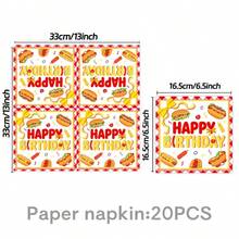 This Hamburger And Hot Dog-Themed Disposable Tableware Set-Including Plates, Napkins, And Paper Cups For 10 Guests-Is Perfect For Birthdays, Weddings, Themed Parties, Family Picnics, And A Variety Of Other Occasions. - Multiple Styles - View 7